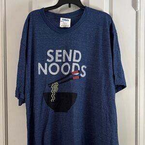 707 By Fantasy Activewear Inc. Blue Graphic Tee with Fun Design